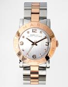 Marc Jacobs Amy Silver And Rose Gold Two Toned Watch Mbm3194 - Multi