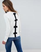 Brave Soul Bow Back Sweater - Cream