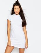 Asos A-line Shift Dress With High Neck - White