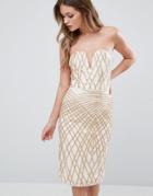 Tfnc Sweetheart Pencil Dress In Diamond Sequin - Cream