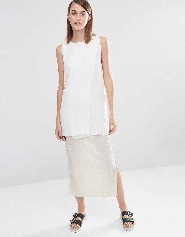 Selected Keba Stretch Pleat Maxi Skirt - Cream