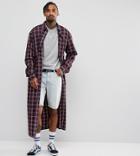 Reclaimed Vintage Inspired Oversized Super Longline Shirt In Checked Flannel - Red