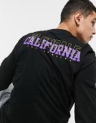 Asos Design Long Sleeve T-shirt In Black With Collegiate City Print