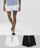 Asos Design Swim Short 2 Pack In Black & White - Multi