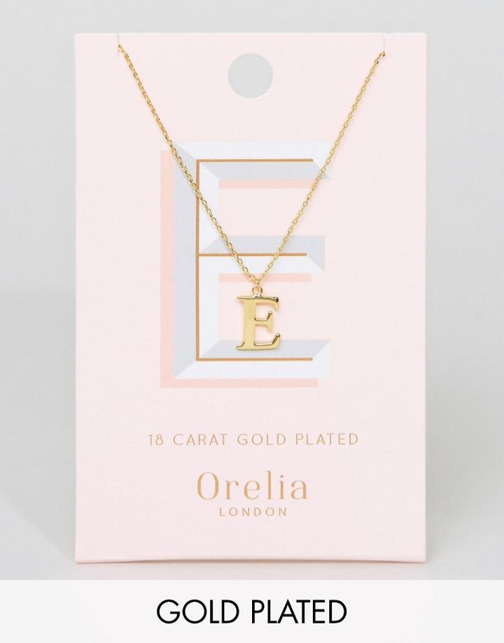 Orelia Gold Plated Large E Initial Necklace - Gold