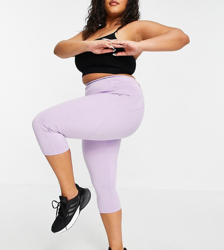 Asos 4505 Curve Icon Run Tie Waist Capri Legging-purple