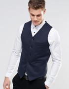 Asos Skinny Waistcoat In Jersey In Navy - Navy