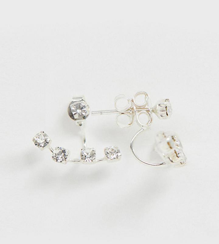 Kingsley Ryan Sterling Silver Gem Detail Through & Through Earrings - Silver