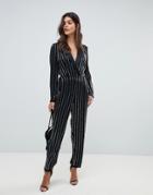 Asos Design Embellished Tux Jumpsuit - Black