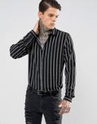 Asos Regular Fit Stripe Shirt - Black