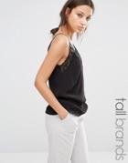 New Look Tall Lace Insert Plunge Cami - Black