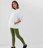 Asos Design Maternity Over The Bump High Waisted Leggings - Green