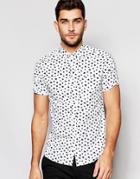 Asos Skinny Shirt In White With Triangle Print In Short Sleeve - White