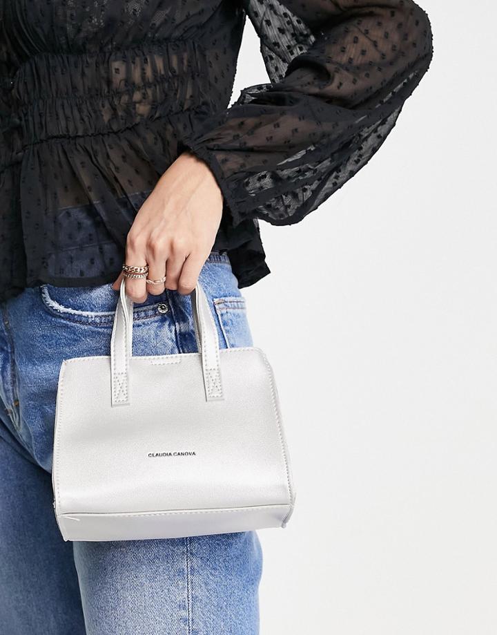 Claudia Canova Top Handle Mini Crossbody Bag In Silver