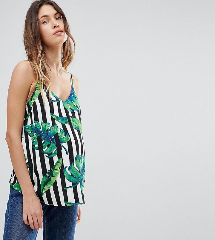Asos Maternity Printed Cami In Tropical Stripe - Multi