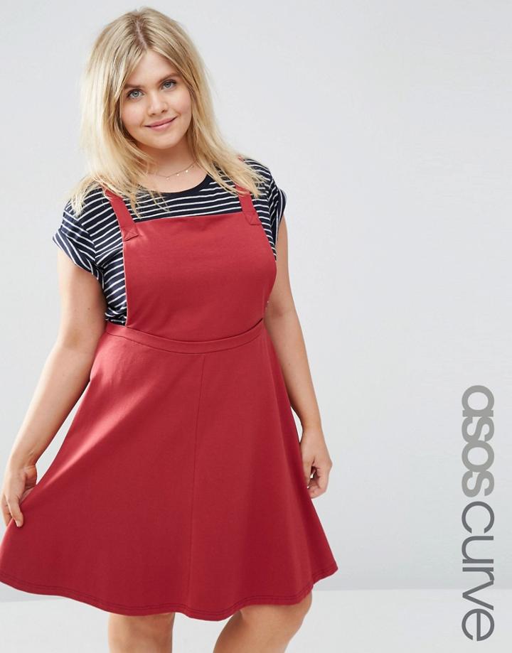 Asos Curve Jersey Basic Pinafore Dress - Berry