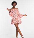 Parisian Tall Off Shoulder Shadow Floral Mini Dress In Pink