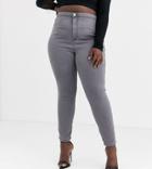 Asos Design Curve Rivington High Waisted Jeggings In Smokey Gray Wash