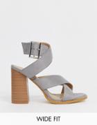 Raid Wide Fit Abree Gray Stacked Heel Sandals - Gray
