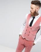 Noose & Monkey Super Skinny Suit Vest In Velvet - Pink