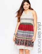 Diya Plus Halter Neck Dress With Bead Detail - Multi