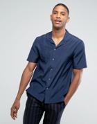 Kiomi Silk Revere Collar Shirt In Navy - Navy