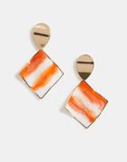 Asos Design Earrings With Painted And Folded Marble Stripe Drop In Gold Tone - Gold