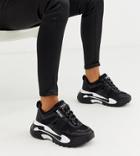 Nokwol Exclusive Money Mesh And Croc Sneaker In Black
