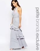 Jarlo Petite Layered Ruffle Maxi Dress - Gray