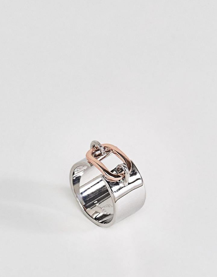 Fiorelli Rose Gold Loop Ring - Silver