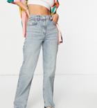 Collusion X014 90s Baggy Dad Jeans In Blue With Tint-yellow