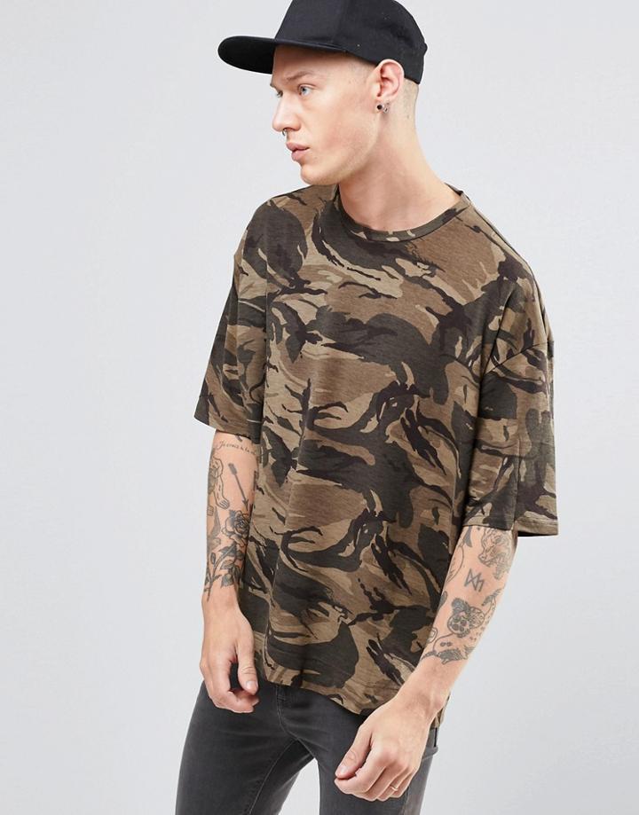 Sixth June Oversized Camo T-shirt - Green