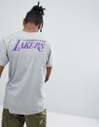 New Era Nba Los Angeles Lakers T-shirt With Back Print In Gray - Gray