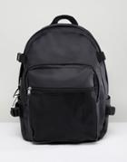 Asos Backpack With Internal Laptop Pouch In Black Rubberised Finish With Mesh Pocket - Black