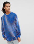 Asos Design Oversized Stripe Long Sleeve T-shirt - Multi