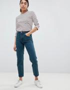 Asos Design Recycled Florence Authentic Straight Leg Jeans In Fanchon Green Cast Wash-blue