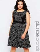 Lovedrobe Plus Skater Dress In Lace - Black