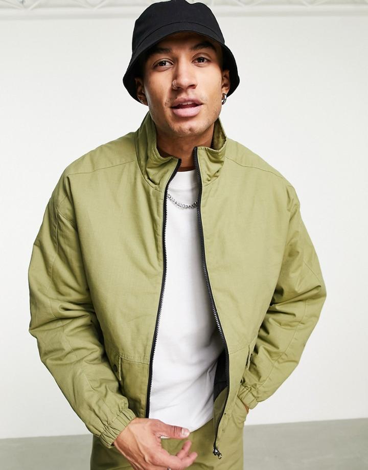 Topman Funnel Neck Technical Jacket In Khaki - Part Of A Set-green