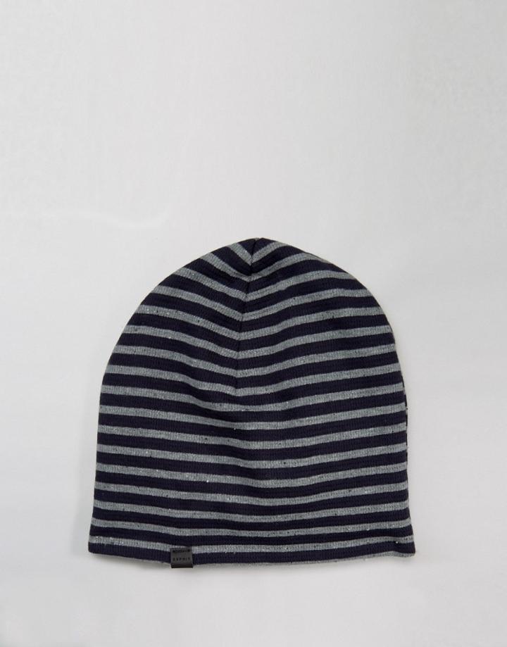 Esprit Beanie In Jersey Stripe - Navy