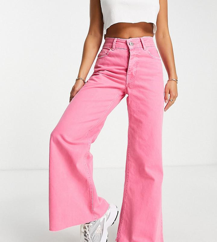 River Island Petite Ultra Flare Jeans In Bright Pink