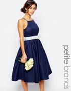 Chi Chi London Petite High Neck Midi Prom Dress - Navy