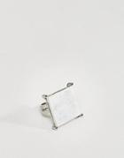 Asos Ring With Marble Effect Recycled Cotton Stone - Silver