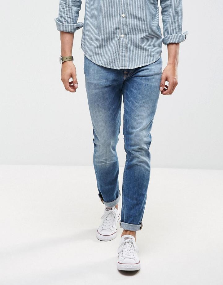 Nudie Jeans Co Lean Dean Jean Taper Fit Highlights Light Wash - Blue