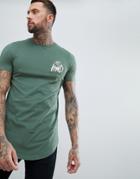 Kings Will Dream Muscle Fit Travis Longline T-shirt In Green - Green