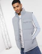 Topman Recycled Puffer Vest In Blue