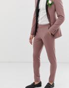 Asos Design Wedding Super Skinny Tuxedo Suit Pants In Mauve - Purple
