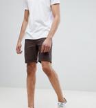 Asos Design Tall Slim Chino Shorts In Dark Khaki - Brown