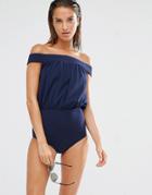 Beach Riot Off The Shoulder Swimsuit - Navy