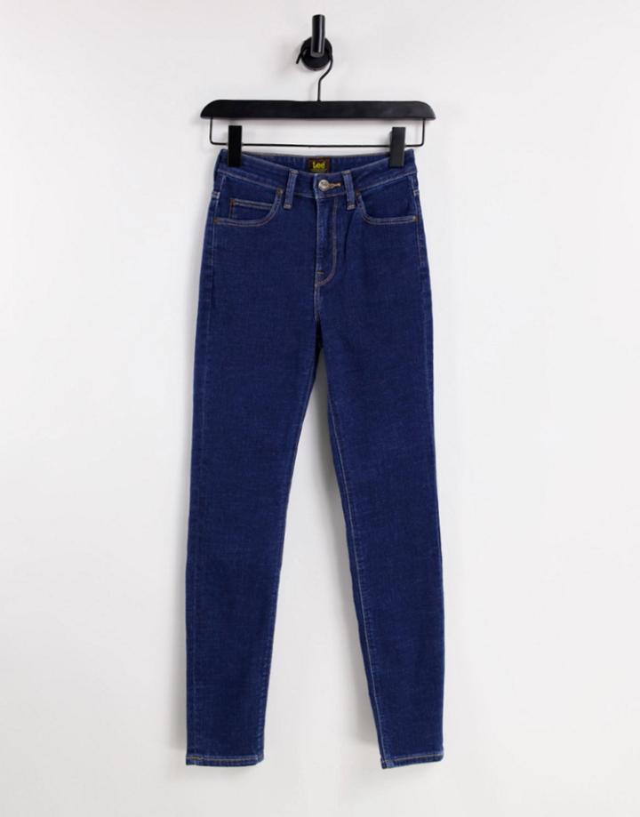 Lee Scarlett High Rise Skinny Jeans In Dark Wash Blue-blues