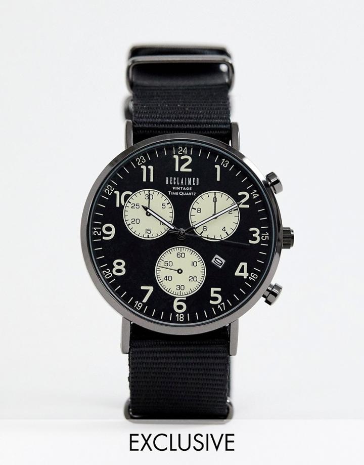 Reclaimed Vintage Inspired Multiple Dial Canvas Watch In Black Exclusive To Asos - Black